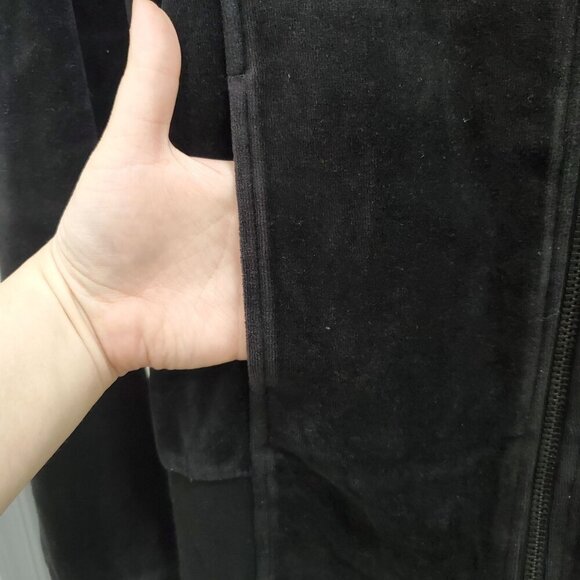 Faith Connexion Women's Black Velvet Embellished Wing LS Zip Front Hoodie Sz M - Picture 3 of 10